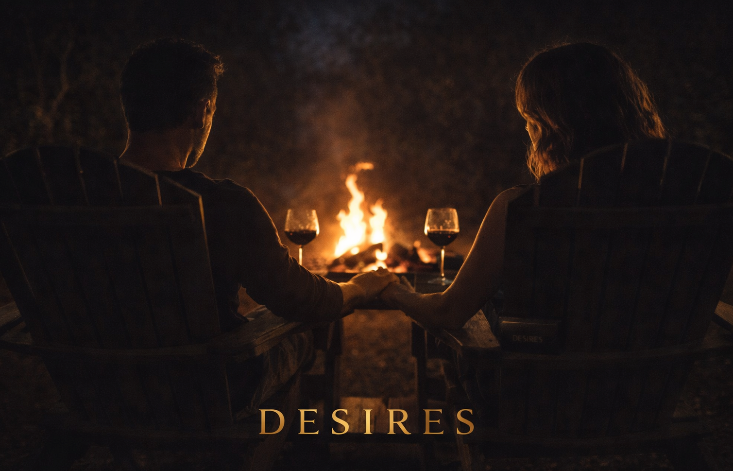 man and woman holding hands around fire